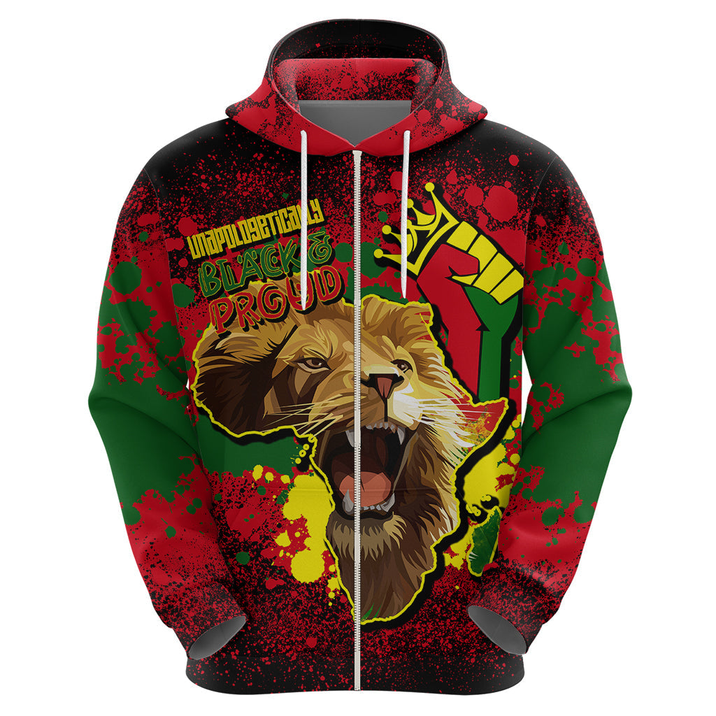 Unapologetically Black and Proud Hoodie Africa Map with Lion - Afroprintwear