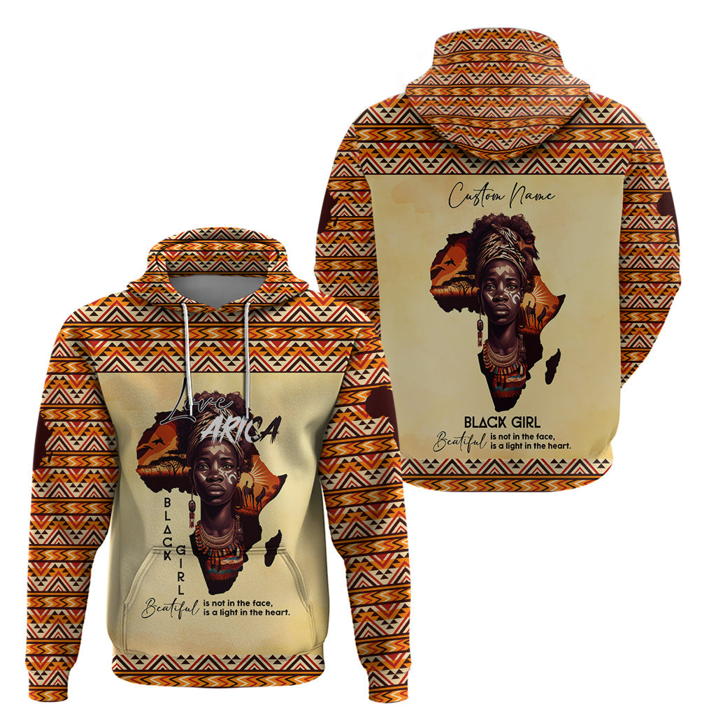 Personalized Love Africa Hoodie Black Girl Beautiful - Afroprintwear